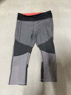 Lululemon Pace Rival Colorblock Crop Leggings Grey Black Size 8
